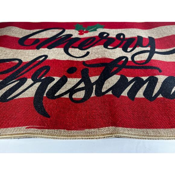 NEW Merry Christmas Rug Doormat Rubber Back Indoor Outdoor Red Natural - Picture 4 of 11
